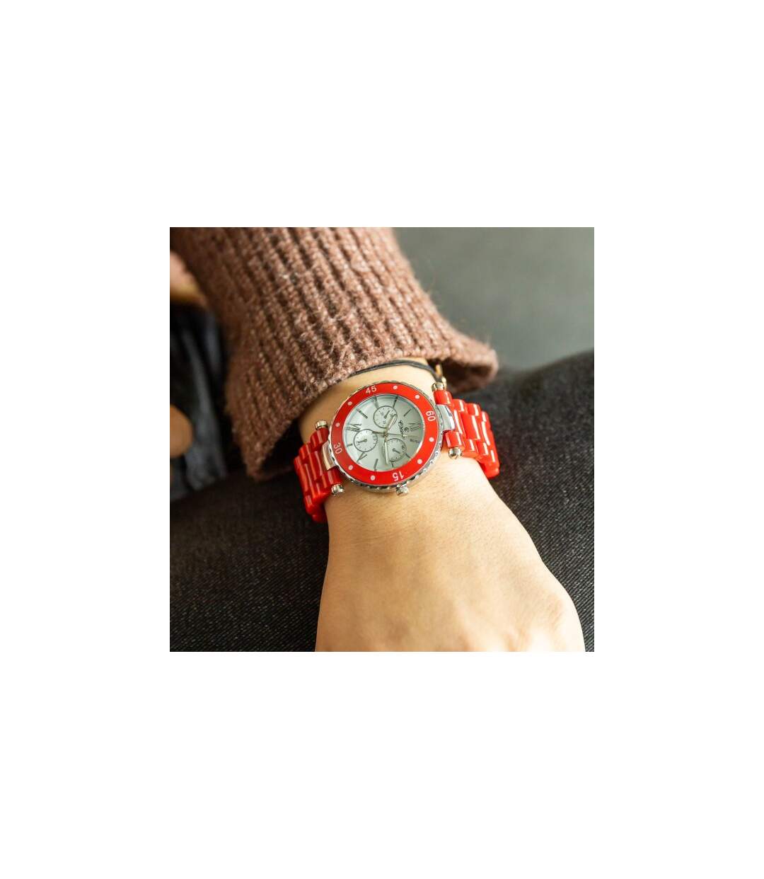 Montre Femme Tendance Plastique Rouge CHTIME-2