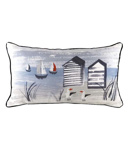 Nautical beach hut cushion cover 43cm x 43cm blue/grey/black Evans Lichfield