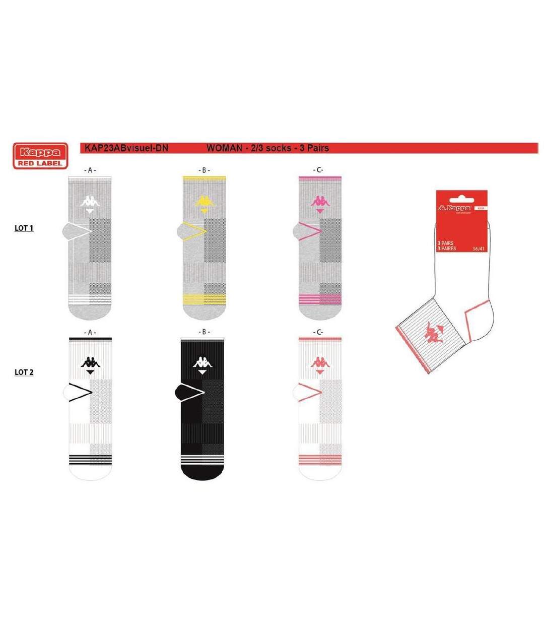 Chaussettes Femme QUARTER KAPPA Lot de 12 Pack de 12 Paires 3259-4