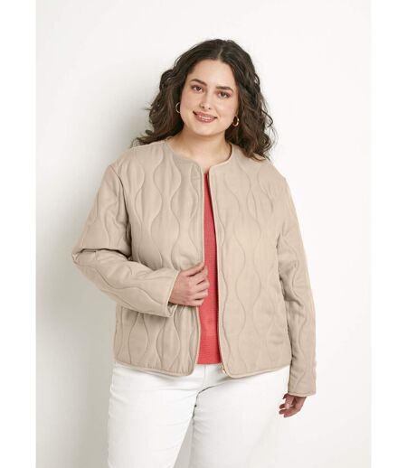 Veste unie matelassée zippée courte col rond