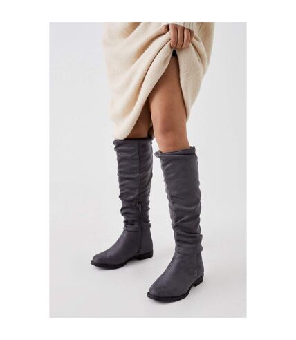Dorothy Perkins Womens/Ladies Karina Ruched Flat Knee-High Boots (Natural Black) - UTDP4128