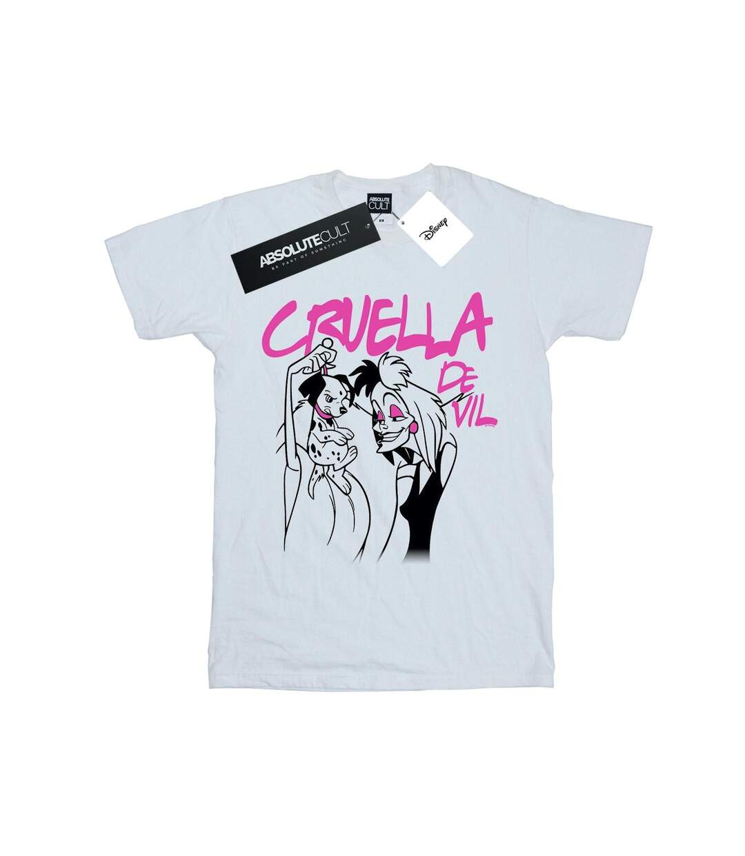Disney Womens/Ladies - Cruella De Vil - T-shirt boyfriend en coton à col roulé (Blanc) - UTBI47118-1