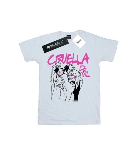 Disney Womens/Ladies - Cruella De Vil - T-shirt boyfriend en coton à col roulé (Blanc) - UTBI47118