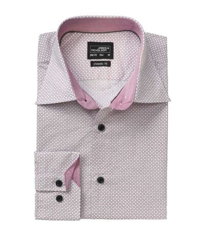 chemise manches longues - JN670 - HOMME - blanc - rouge - motifs fins