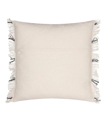 Beni fringed checked cushion cover 45cm x 45cm natural/black Yard