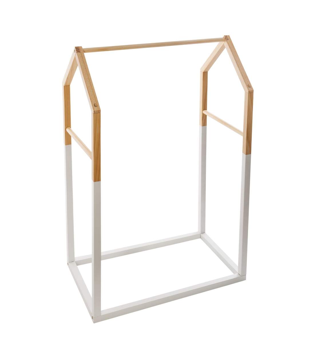 Portant pour enfant en forme de maison - Blanc et beige-1