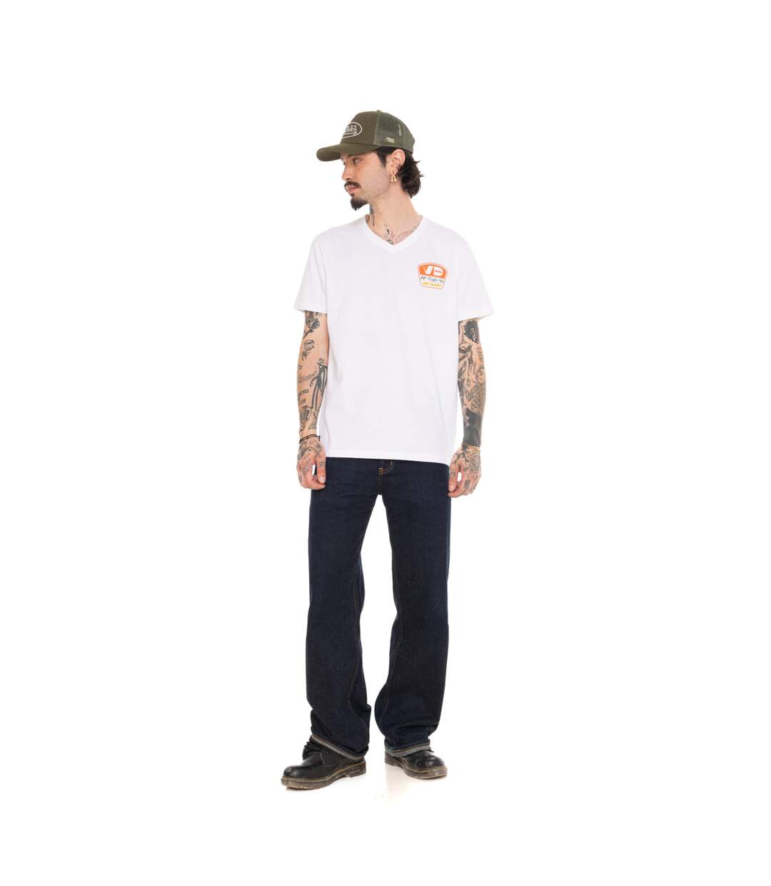 T-shirt homme regular col V en jersey 180GSM print devant et dos Nash Vondutch-5