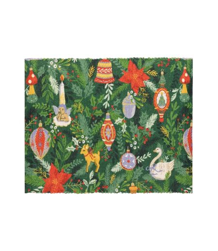 Pack of 4  Deck the halls placemat  46cm x 36cm green Furn