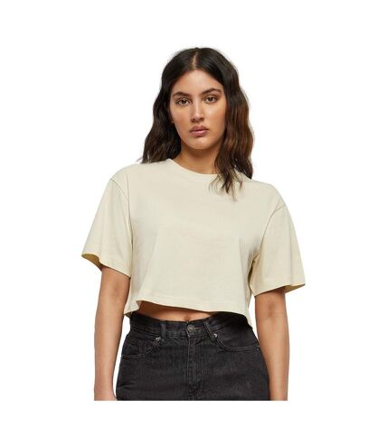 Build Your Brand Womens/Ladies Oversized Short-Sleeved Crop Top (Sand)