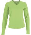T-shirt manches longues col V - K382 - vert lime - femme