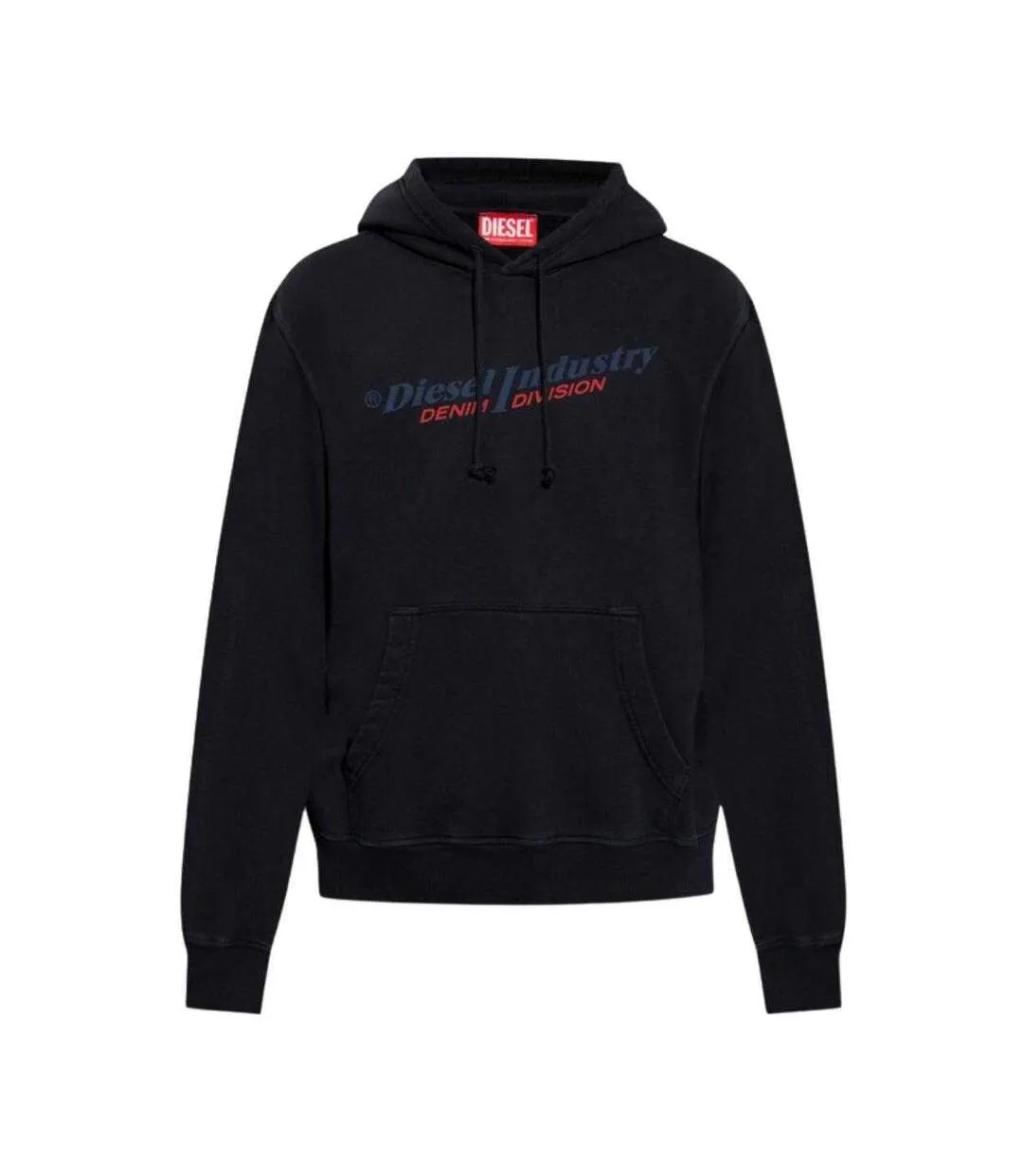 Mens Industry Denim Division Hoodie Black Diesel-1