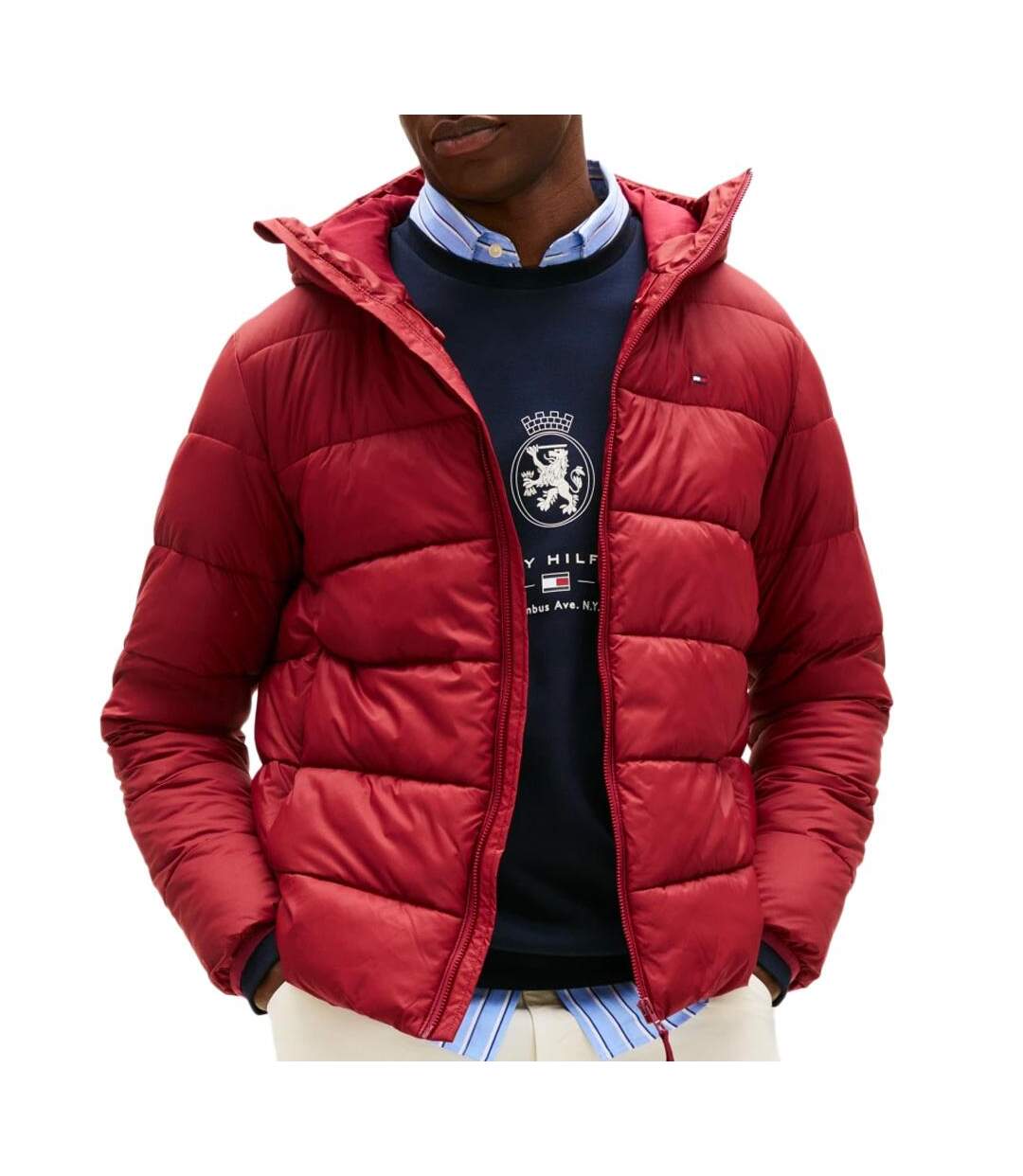 Doudoune rouge homme tommy hilfiger mid weight-1