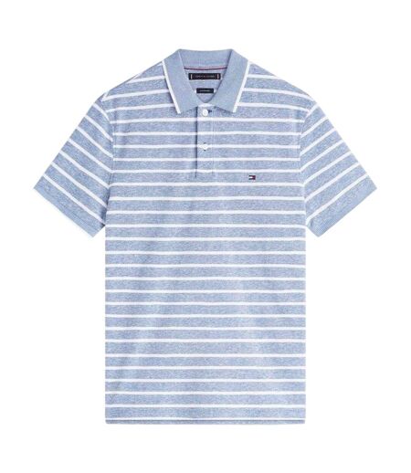 Mens Striped Polo Shirt Blue Jean White Tommy Hilfiger