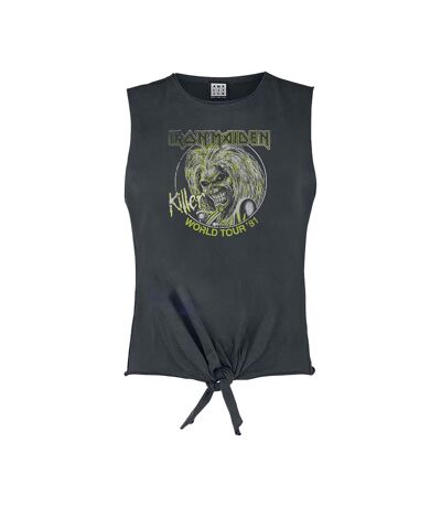 Womens/ladies Killer World Tour ´81 Iron Maiden Crop Top Charcoal Amplified