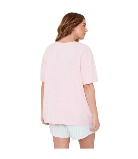 Ensemble De Pyjama Court Motif/style À Rayures Femme Rose Miso