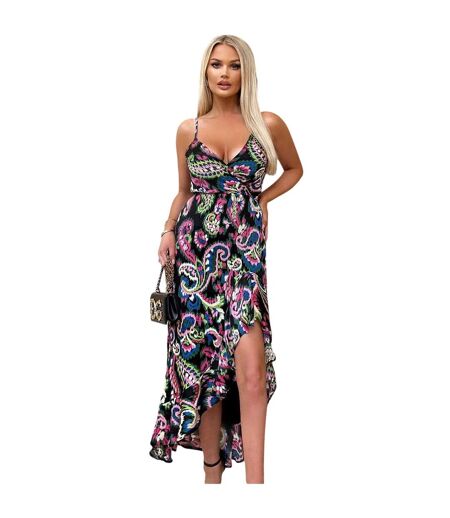 Womens/ladies Paisley Wrap Dress Multicoloured AX Paris