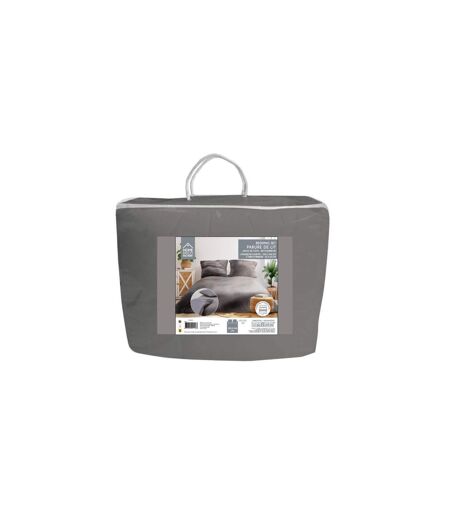Parure de Lit 3 Pièces Douceur 240x220cm Gris