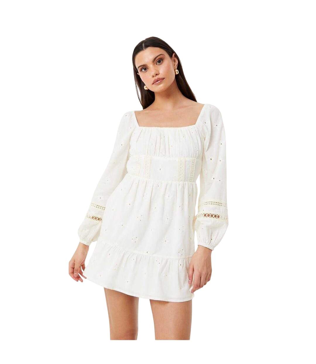 Robe Courte Manches Longues Motif/style Bobo Femme Vieux Blanc Jack Wills-2