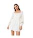 Robe Courte Manches Longues Motif/style Bobo Femme Vieux Blanc Jack Wills-2