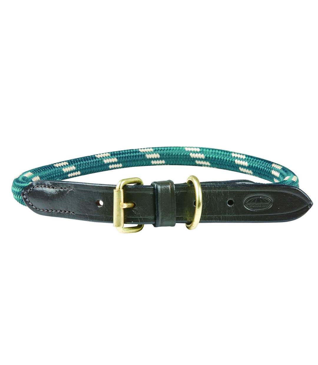 Rope leather dog collar xl hunter green/brown Weatherbeeta-1