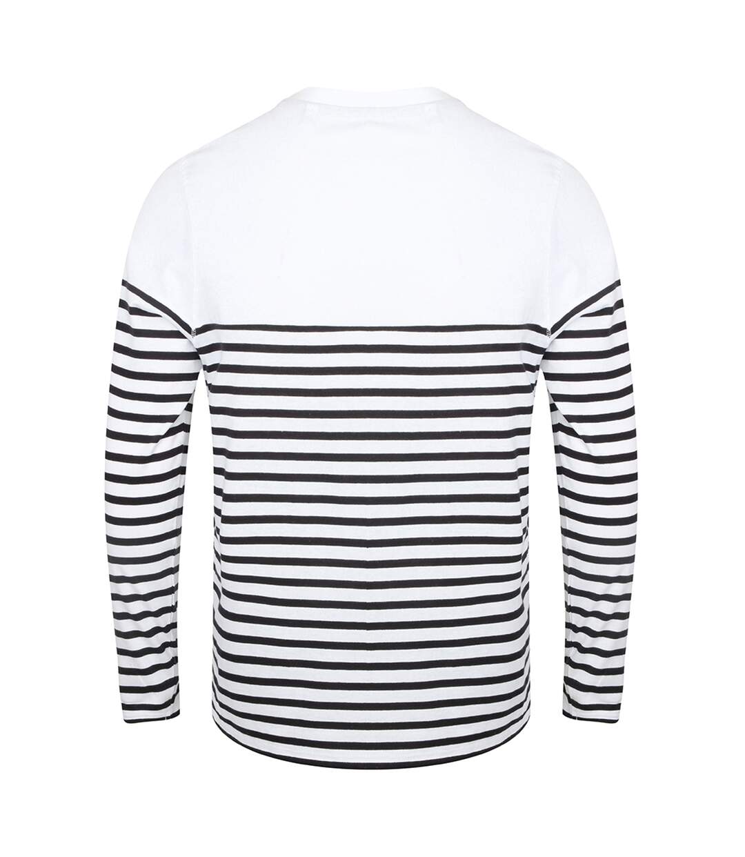Front Row T-shirt rayé breton à manches longues pour hommes (Blanc / bleu marine) - UTPC2943
