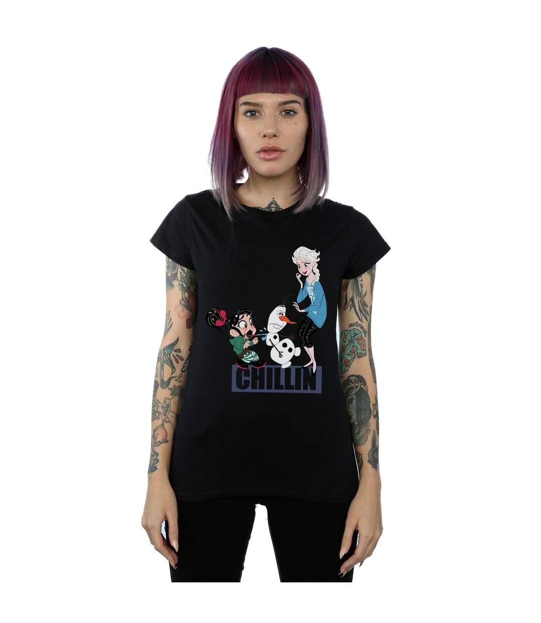 Disney T-shirt en coton Womens/Ladies Wreck It Ralph Elsa And Vanellope (Noir) - UTBI44976-2