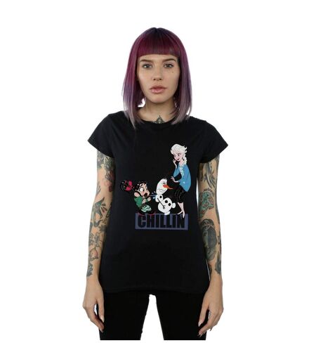 Disney T-shirt en coton Womens/Ladies Wreck It Ralph Elsa And Vanellope (Noir) - UTBI44976