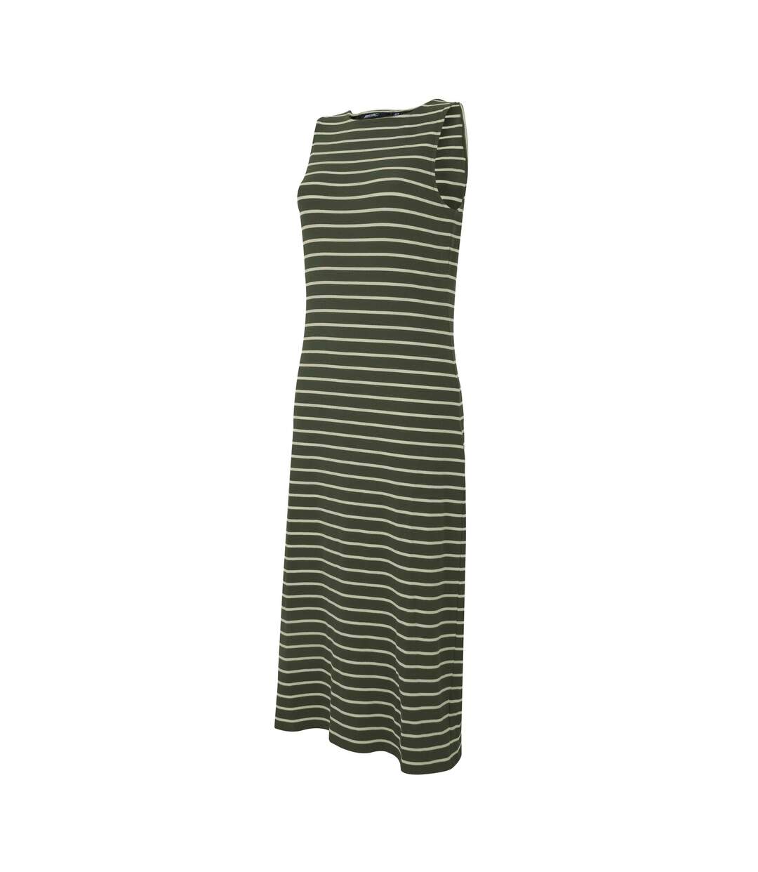 Robe Mi-longue Sans Manches Motif/style Rayures Contrastées Amorie Femme Kaki Foncé Beige Clair À Rayures Regatta-4