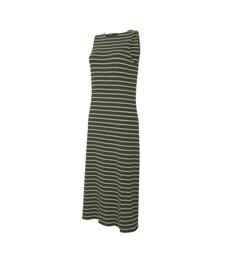 Robe Mi-longue Sans Manches Motif/style Rayures Contrastées Amorie Femme Kaki Foncé Beige Clair À Rayures Regatta