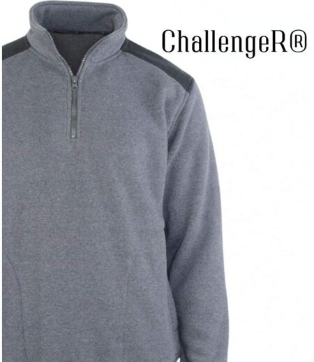 CHALLENGER PIERRO1 — Sweat molleton col camionneur zippé gris : chaleur et résistance optimale
