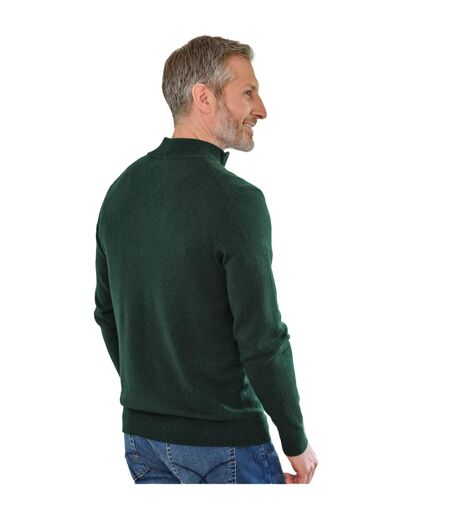 Mens Cashmere Zip Neck Jumper Dark Forest WoolOvers
