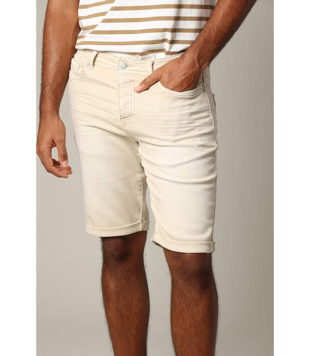 Bermuda en maille denim à coupe slim pour homme BART-3