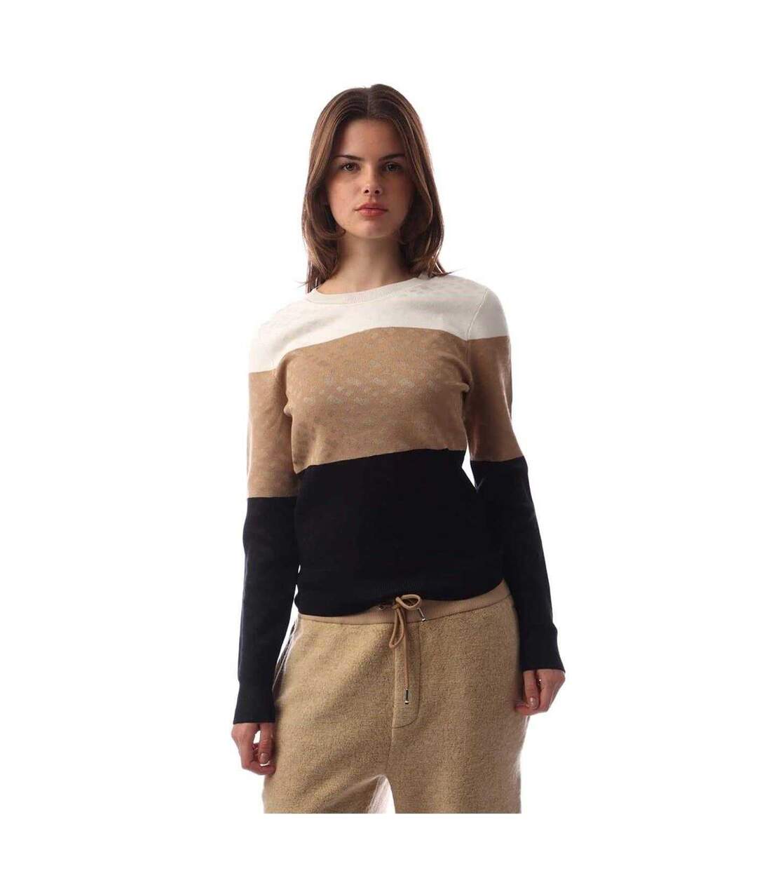 Sweat Motif/style Blocs De Couleurs Fireria Femme Crème Marron Clair Noir Boss-2