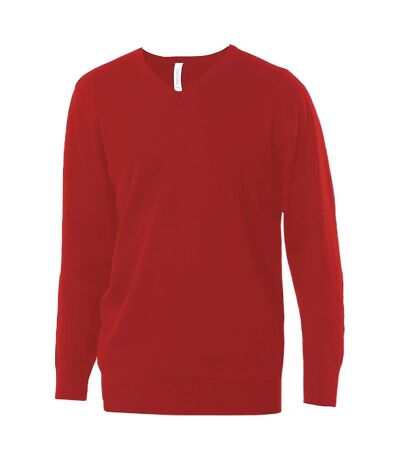 Kariban Mens Cotton Acrylic V Neck Sweater (Red) - UTPC3815