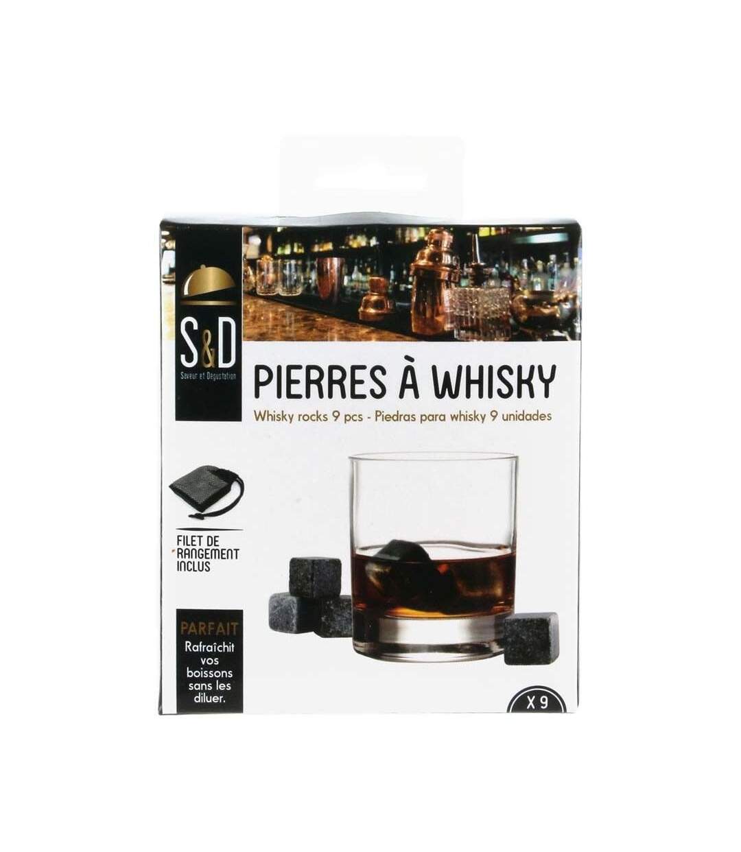 Pierres à whisky avec filet de rangement