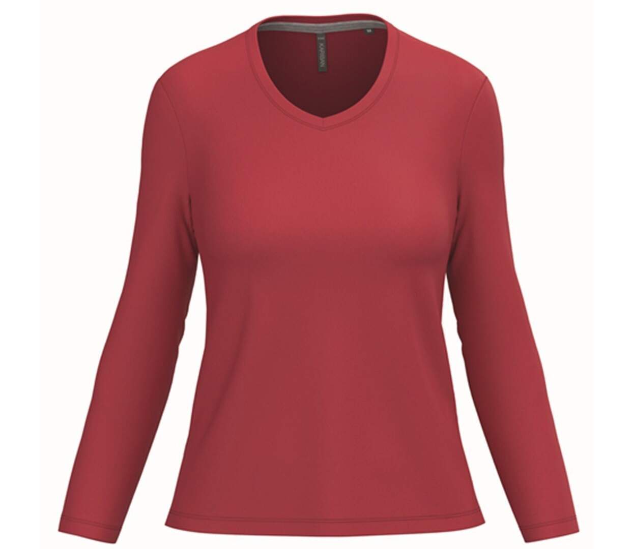 T-shirt manches longues col V - Femme - K382 - rouge-2
