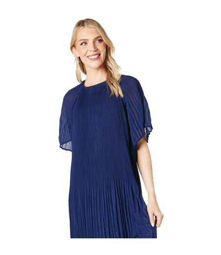 Womens/ladies graduated pleat short-sleeved midi dress navy Principles