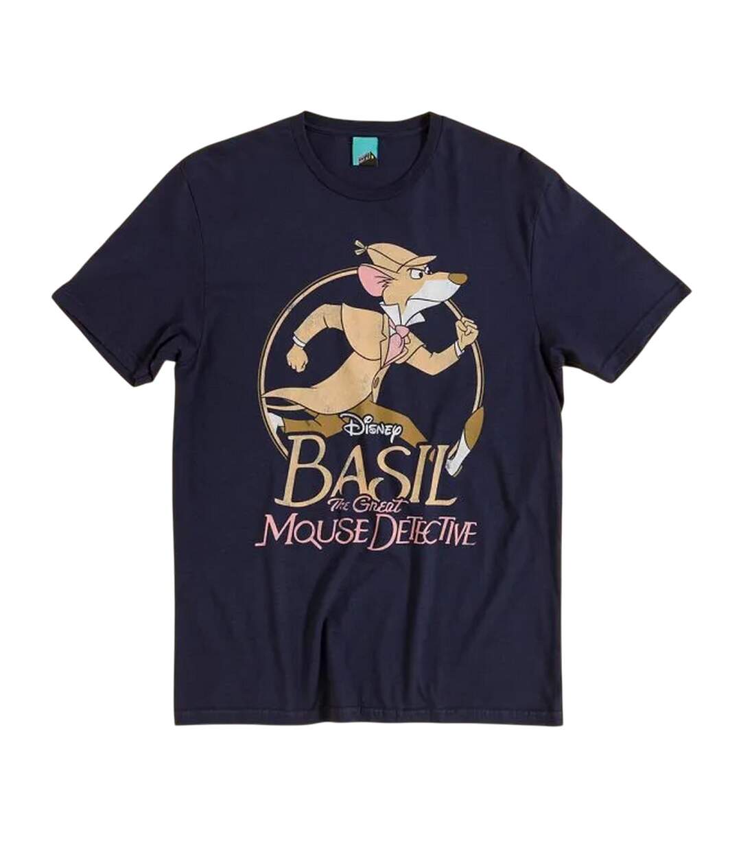 T-shirt Motif Basilic Adulte Bleu Marine The Great Mouse Detective-1