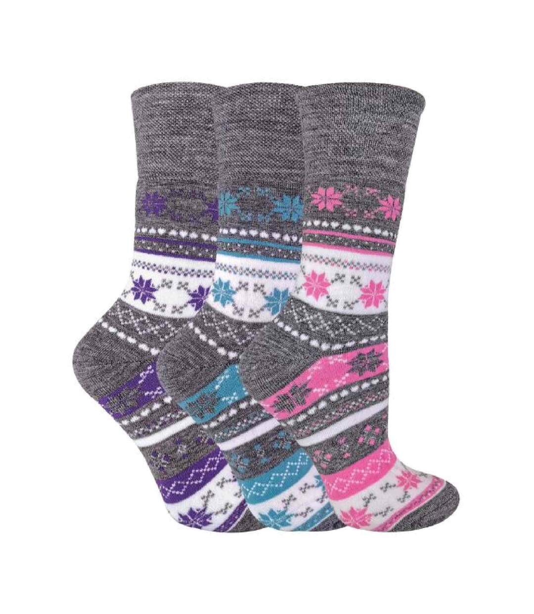 3 Pr Chaussettes Thermiques Motif sans Élastique-1