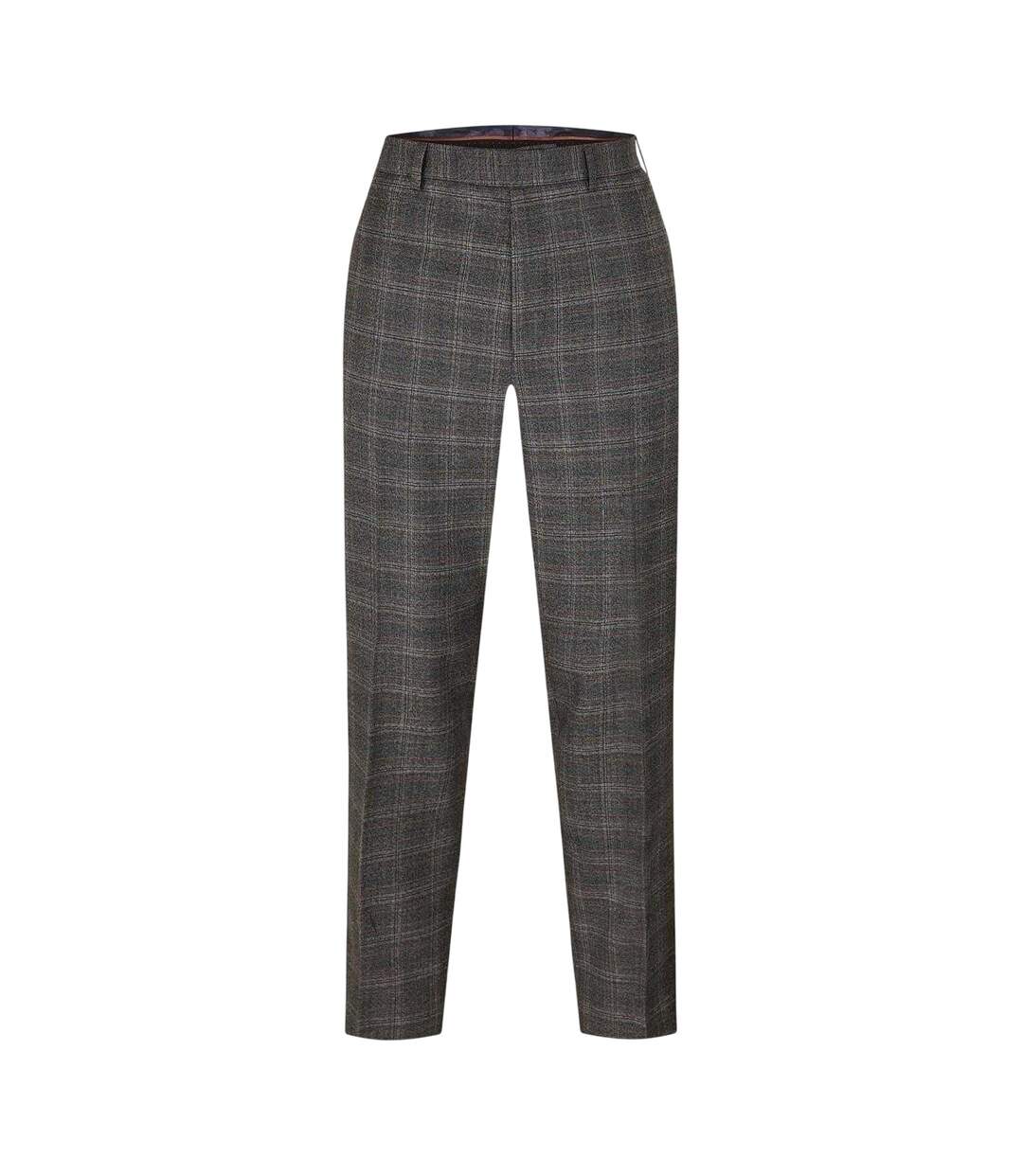 Mens Plaid Straight Trousers Grey Ted Baker-2