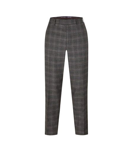 Mens Plaid Straight Trousers Grey Ted Baker