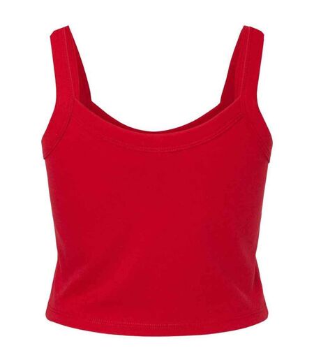 Womens/ladies plain micro-rib spaghetti strap tank top solid red Bella + Canvas