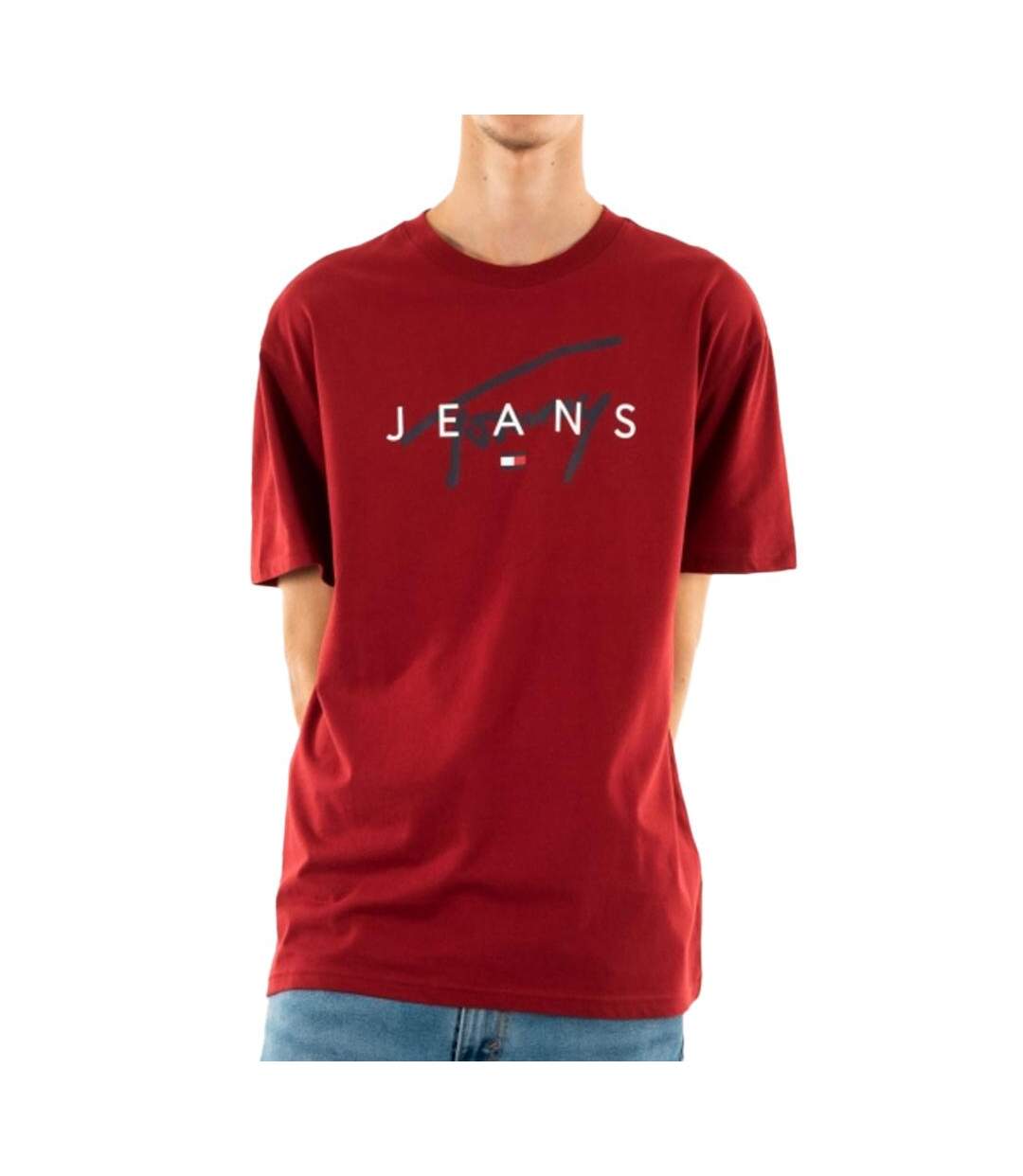 T-shirt Rouge Homme Tommy Hilfiger Reg Signature - L-1