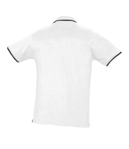 SOLS Mens Practice Tipped Pique Short Sleeve Polo Shirt (White/Navy)