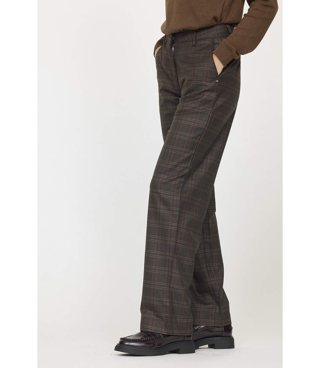 Pantalon JANIS check Dark brown-3