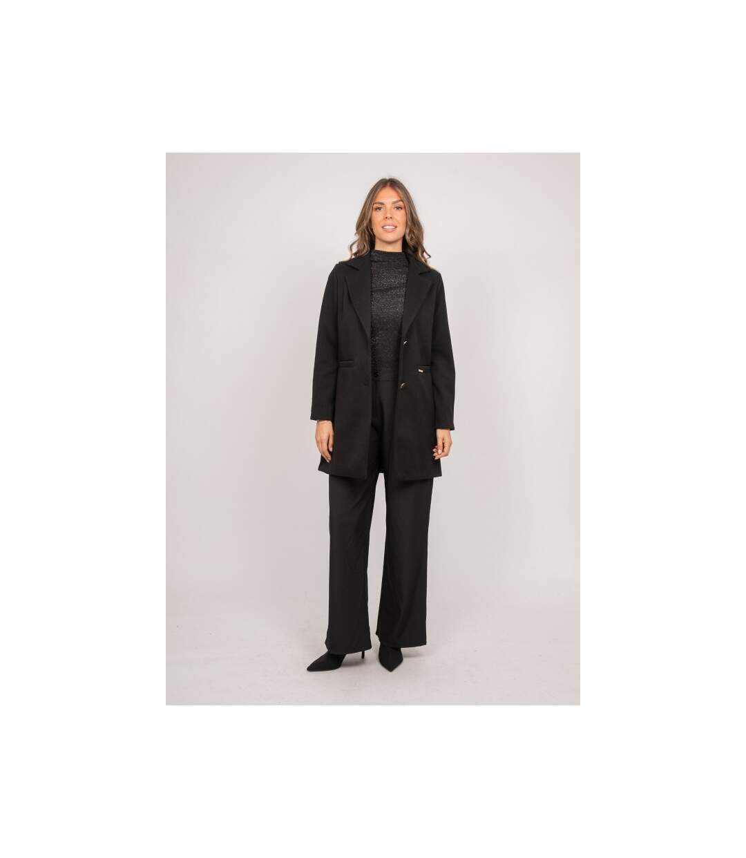 Manteau mi-long col tailleur boutons dorés ULTEMA - Dona X Lisa-4
