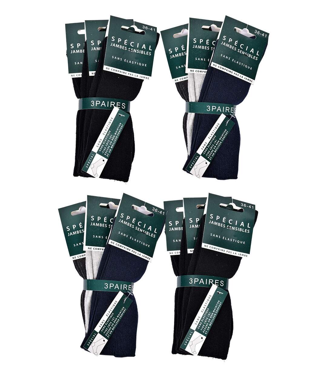 Chaussettes sans élastique femme Spécial Jambes sensibles Pack de 12 Paires Jambes Sensibles-4