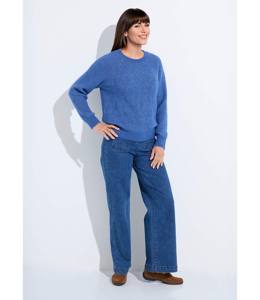Pull doux maille ajourée fibres recyclées et laine-3