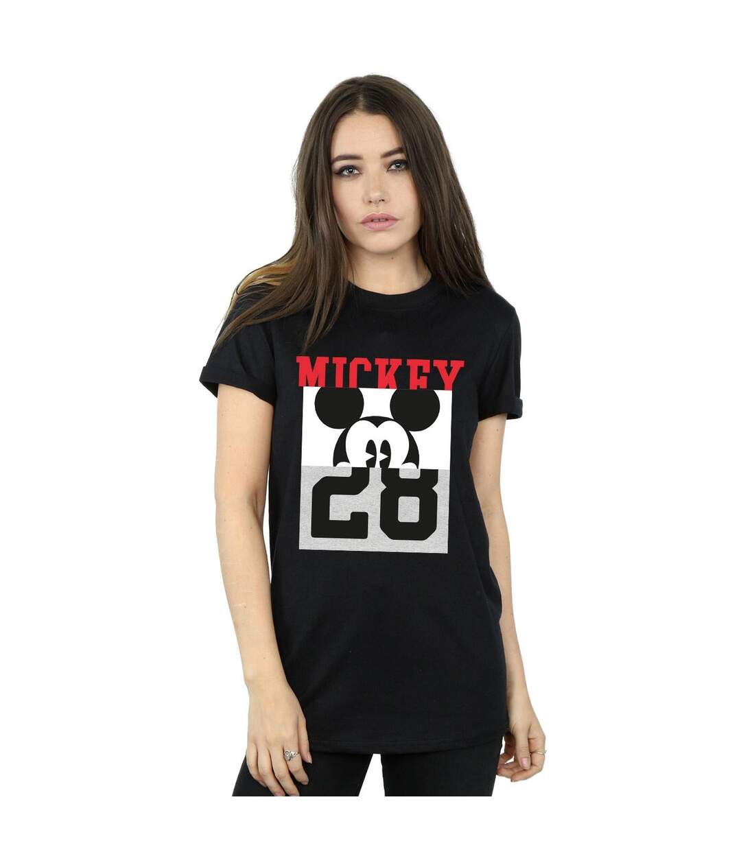 Disney Femmes/Ladies - Mickey Mouse Notorious Split Cotton Boyfriend T-Shirt (Noir) - UTBI36246-2