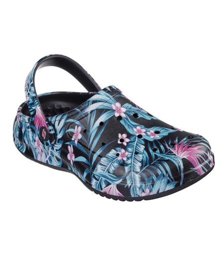 Womens/ladies Archfitwave Floral Eva Open Toe Sandals Black Multicoloured Skechers